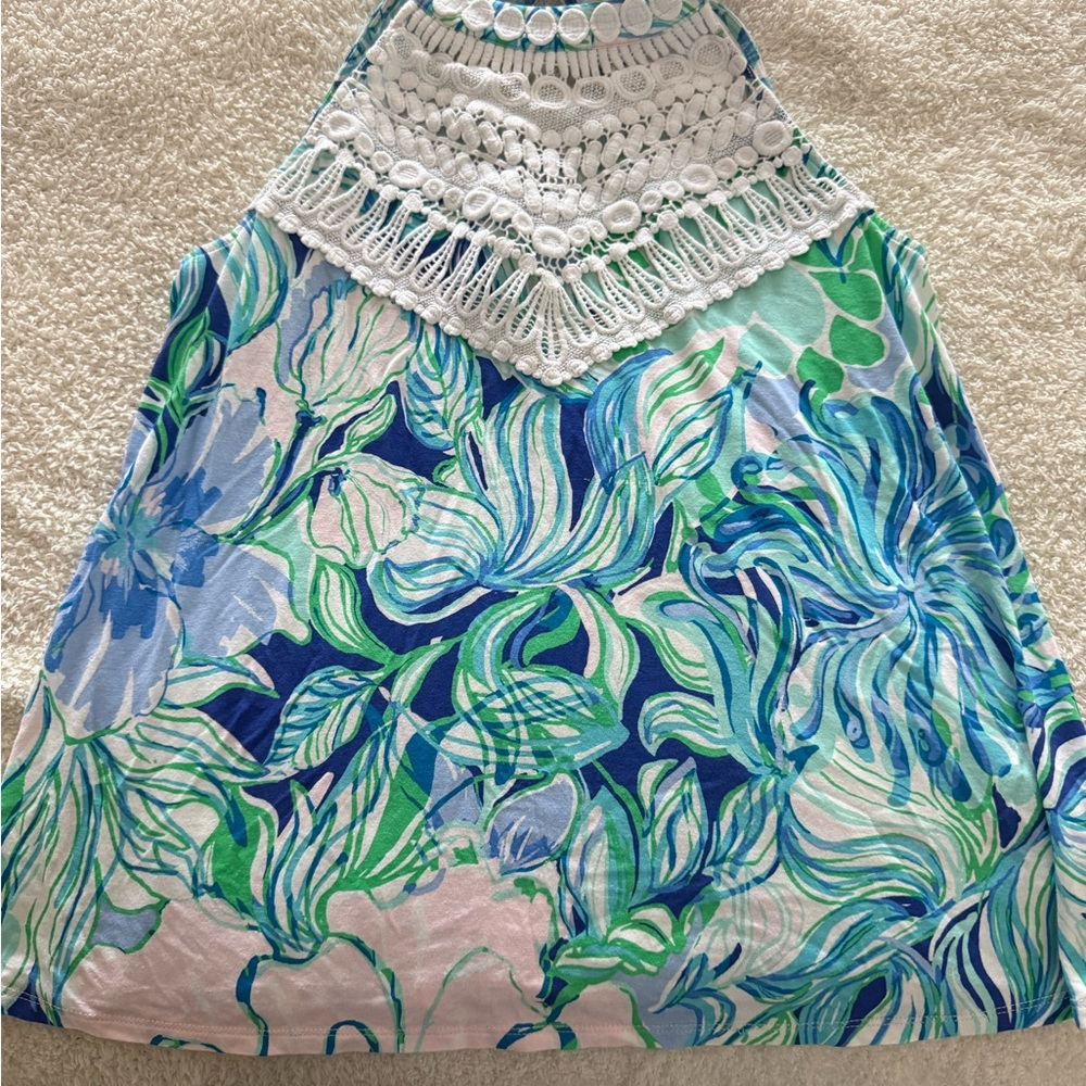 Lily Pulitzer Floral Sleeveless Top with Crochet Detail